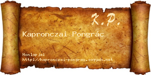 Kapronczai Pongrác névjegykártya